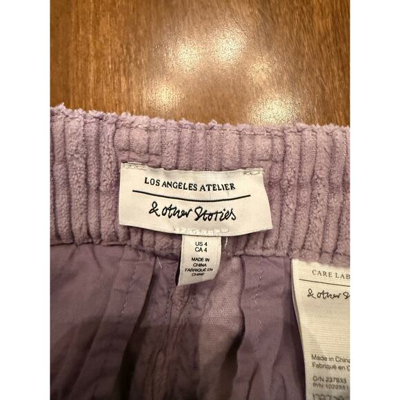 & Other Stories Women's Lilac Purple High Rise Corduroy Pants Size 4 90s Y2K - Picture 4 of 12